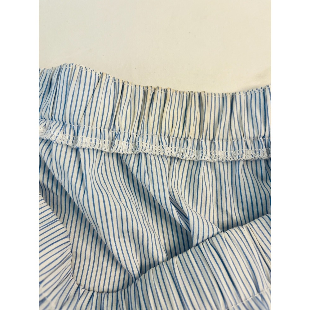 DO+BE Blue White Stripe Off Shoulder Blouse Tie Sleeve Balloon Hem Size Small - Picture 6 of 9